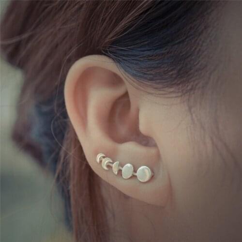 Luokey Small Moon Star Stud Earrings Gold Silver Color Statement Cartilage Earrings For Women Girls Fashion Piercing Ear Jewelry