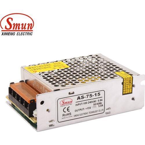 SMUN AS-75-15 75W 15V 5A Mini Size SMPS Single Output Power Supply For LED