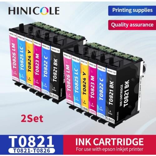 HINICOLET0821 Compatible Cartridge For Epson Stylus R270 R390 RX590 TX700W TX800W T50 TX720 TX700 TX800 RX610 printer with Chip