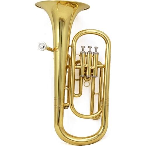 High-Grade 3 Piston Baritone Horn B-Flat Gold Brass With Case