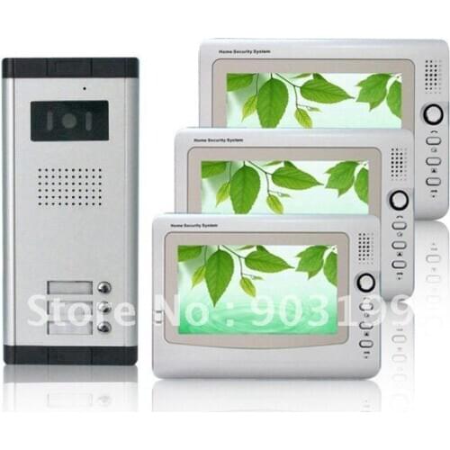 XinSiLu New Luxury 7"color video door phone/doorphone /intercom system for 3-apartments , HD waterproof camera , night vision
