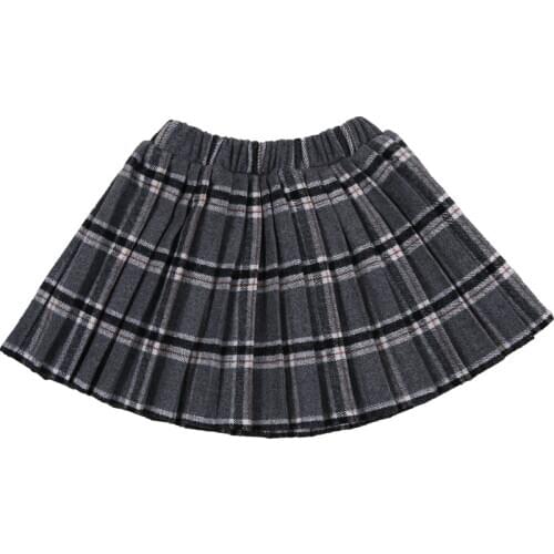 Mini Gray Girls Skirts Striped Kids Shool Sweet Girls Pleated Vestido Kids Clothes for 2 3 4 6 8 10 11 Year Old OKS194007