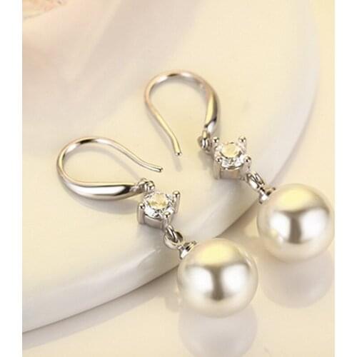 Fashion Pearl Earrings Natural Freshwater Clear Pearl Jewelry Earring Silver Color Zircon Jewelry For Women Elegant Gifts