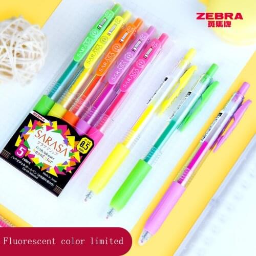 1Set Japan ZEBRA SARASA Fluorescent Color Press Gel Pen 0.5mm JJ15 Multicolor Gel Pen School Supplies Stationery