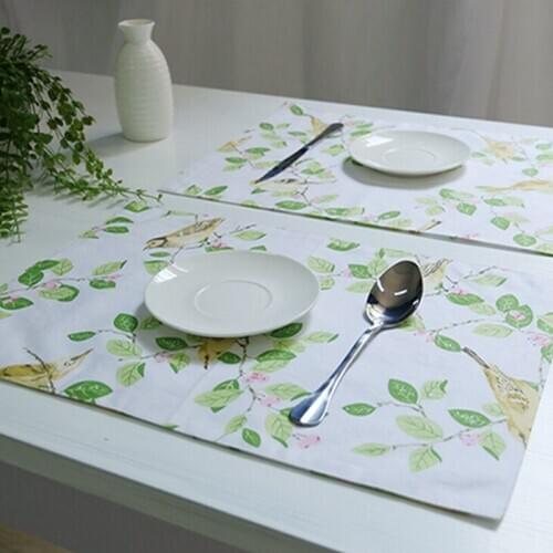 1Pcs Flower Pattern Kitchen Placemat Dining Table Mat Drink Coaster Cotton Linen Pads Bowl Cup Mats 45*32cm Home Decor