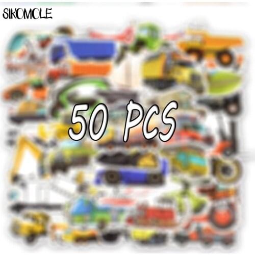 50pcs Cute Cartoon Traffic Car Stickers For Kids Toys Luggage Home Decor Fashion Vinyl Decals DIY Stickers Scrapbooking F5