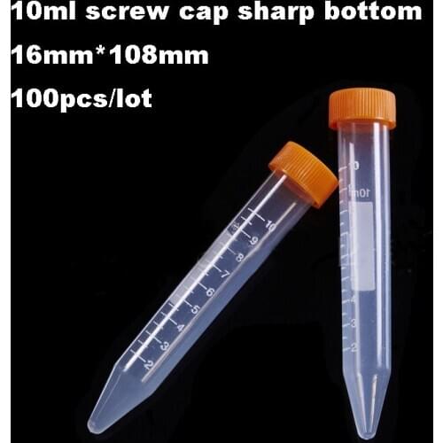 100pcs/lot 10ml Plastic centrifuge tube Test Tubing Vial Clear PP Container Laboratory Sample Specimen Supplies Free Shipping