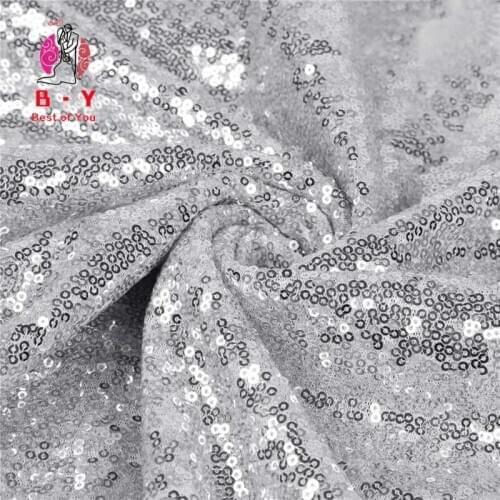 2Yard Embroidery Sequin Fabric Material Silver Sparkly Fabric Used to Make Clothes Shoes Bags Wedding Partie Event Decor -527