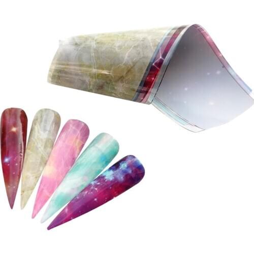 2020 Nail Foils Marble Series Pink Blue Foils Paper Nail Art Transfer Sticker Slide Nail Art Decals Nails Accessories