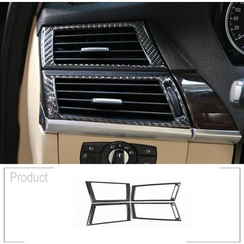 4pcs Soft Carbon Fiber Car Side Air Conditioning Vent Frame Stickers For BMW X5 E70 X6 E71 2008-2013