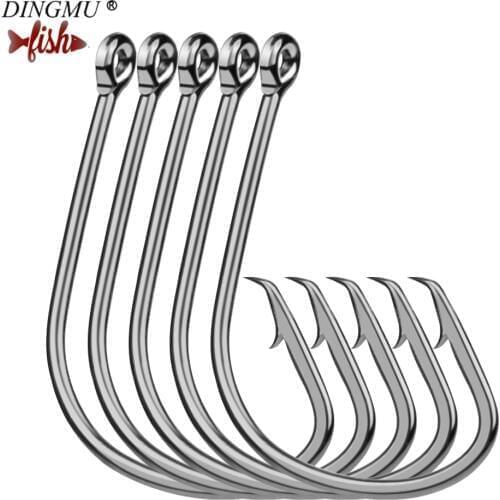 50pc Proberos Brand Fishing Hooks Black Color Octopus/Circle Sport Circle Fish Hook Jig Big 1#-5/0# Size Bass