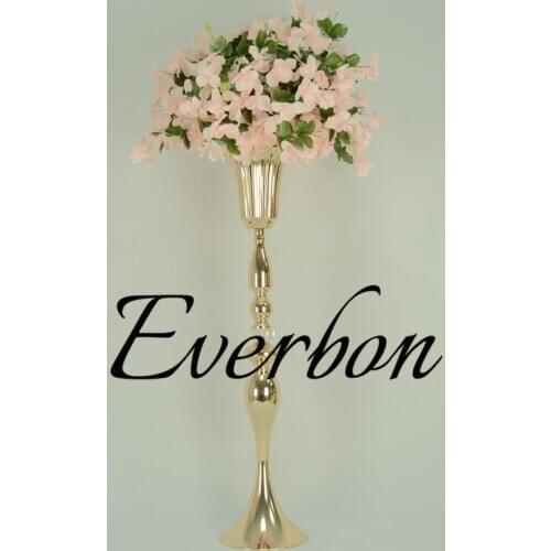 72cm/29'' Gold Tabletop Vase Metal Flower Vase Table Centerpiece For Mariage Metal Flowers Vases For Wedding Decoration