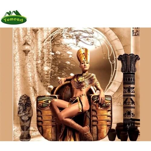Handicrafts Diamond Painting Rhinestone Full Square Round"Egyptian Beauty "Mosaic Photo Portrait Puzzle Hobby Exquisite Gifts