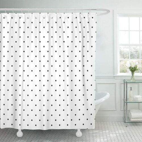 White Polka Dot Pattern Graphic Cute Abstract Circle Circular Shower Curtain Waterproof Polyester Fabric 72 x 72 Inches