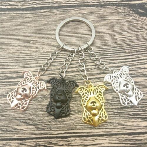 Pit Bull Key Chains Fashion Pet Dog Jewellery American Pit Bull Terrier Car Keychain Bag Keyring For Women Men