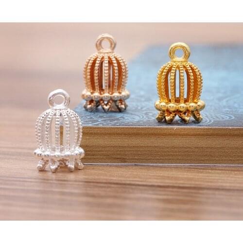 Fashion 10pcs/bag 16*10mm Zinc Alloy Bell Shape clocks Round Beads Tassels End Cap Charms Pendants for DIY Jewelry Accessories