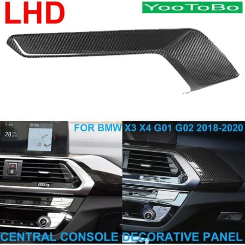 LHD Car Styling Real Carbon Fiber Interior Central Console Panel Trim Cover Decorative Sticker For BMW X3 X4 G01 G02 2018-2020