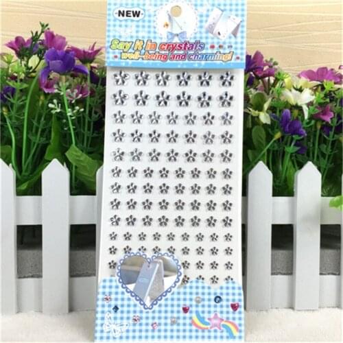 Kids Toys sticker different size 3d Crystal silver flower sticker Laptop Mobile phone shell Flat decorative stickers