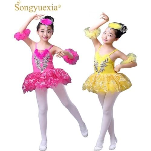 Children Feather Pancake Swan Lake Ballet Costume Ballerina Dress Kids Short Feminino Ballet Tutu Skirt Dance Dress For Girls
