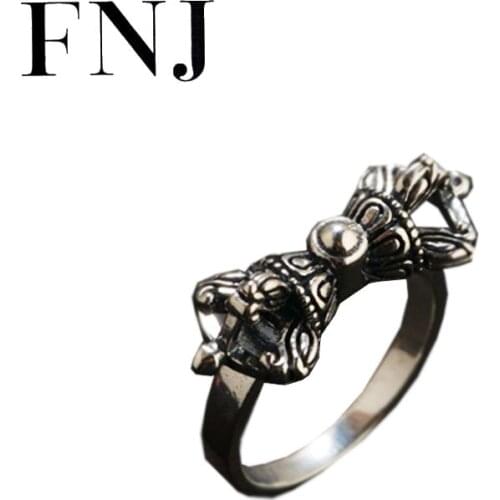 FNJ 925 Silver Ring for Women Men Jewelry 100% Original Pure S925 Sterling Silver Rings Buddha Vajra