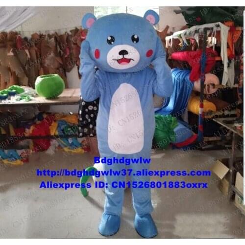 Blue Bear Mascot Costume Adult Cartoon Character Outfit Suit Advertising Campaign Corporate Image Film zx1416