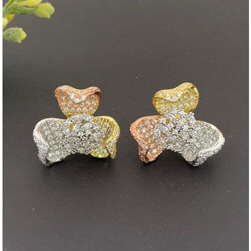 Lanyika Fashion Jewelry Romantic Blooming Flower Micro Plated Earrings For Women Wedding Banquet Daily Popular Best Gifts