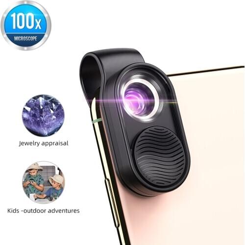 APEXEL 100X Microscope Lens Mobile Phone Macro Lens High Magnification LED Mini Pocket Portable Lens For iPhone Most Smartphones