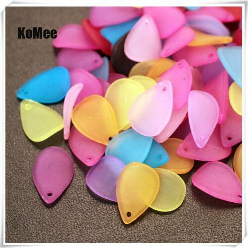 Lovely 12*17mm Mixed Color Acrylic Loose Spacer Frosted Leaf Beads Fit DIY Jewelry Necklace Bracelet approx 500pcs Petal Beads