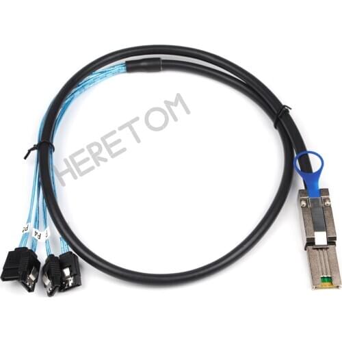 Mini SAS 26Pin SFF-8088 Male to 4 SATA 7Pin Female Hard Disk Splitter Adapter Data Cable 1m, 8088 to 4 SATA Cable