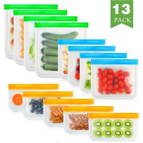 Reusable Food Storage Bags, BPA FREE Freezer Bags Meat Fruits Cereal Size Gallon Large Plastic Containers