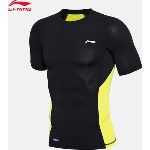 Li-Ning Men Compression Running T Shirt Fitness Tight Short Sleeve Sport tshirt Training Jogging Shirts Gym Sportswear Quick Dry