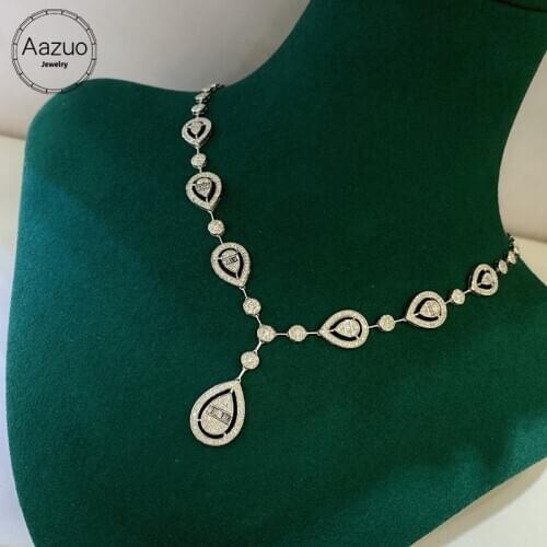 Aazuo 18K Orignal White Gold Real Diamond 2.0ct Luxury Big Water Drop Necklace gifted for Women Wedding Link Chain Au750