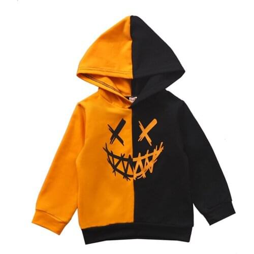 Kids Boys Girls Casual Hoodies, Halloween Long Sleeve Color-block Hooded Pullover Tops for Winter/ Autumn, 6Months-5Years