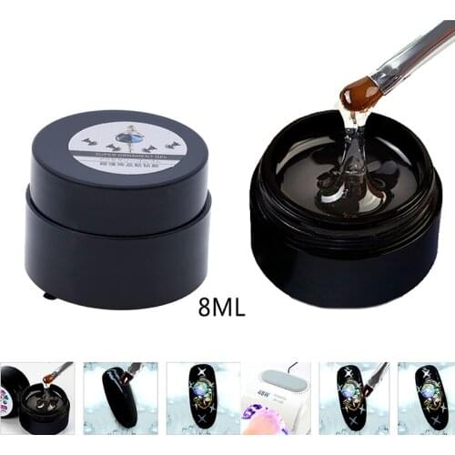 Professional Super Sticky Transparent UV Gel Nail Polish Glue Crystal Adhesives Clear Gel Nails Crafts Decor Tools 8ml