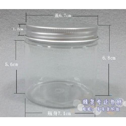 50pc/lot 200ml Clear Plastic Cosmetic Jar PET Serum Bottle Aluminum Cap 200g Thread Cream Container Factory Wholesale