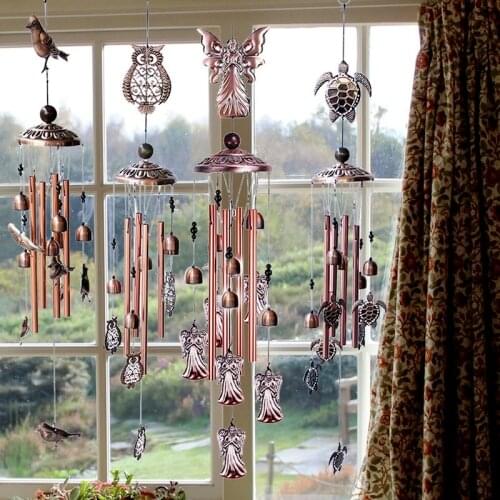 Garden Home Metal Wind Chimes Ornaments Butterfly Turtle Wrought Iron Wind Chimes 4 Tube Ornaments