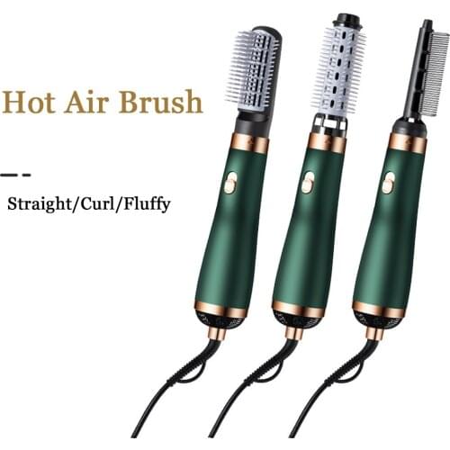 Hot Air Brush 3 in 1 Electric Hair Straightener Combs Curling Styler 500W Heat & Cold Wind Hairdryer Brush Low Noise Household