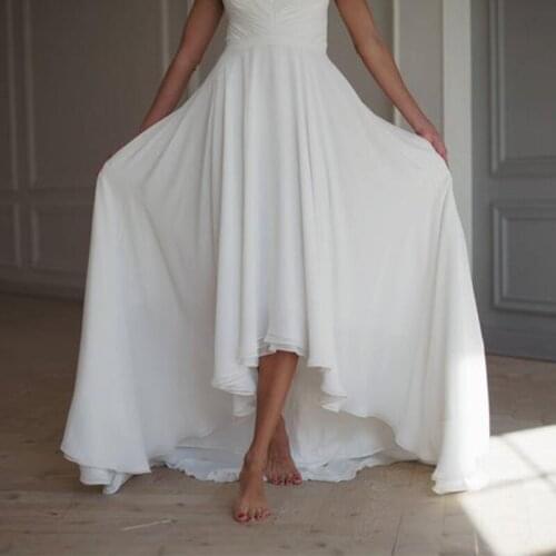 Chiffon Bridal Wedding Dresses Flounces Skirt Floor Length Elastic Waistband High Low Skirt for Bridal Wedding Gowns 2021