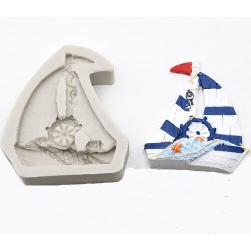 Sailboat shaped Fondant cake Silicone Mold Dry Pace Model Anchor Sail Sailboat Model Cake Decoration bakeware tools