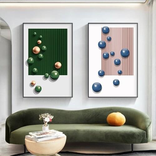 Modern Luxury Blue Green Canvas Painting Nordic Golden Posters and Prints Abstract Wall Art Pictures for Living Room Home Decor
