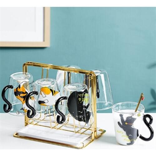 250ml Glass Coffee Mug Cute Creative Cat Milk Coffee Cup Tea Cup Cartoon Kitty Home Office Cup For Fruit Juice Christmas Gift