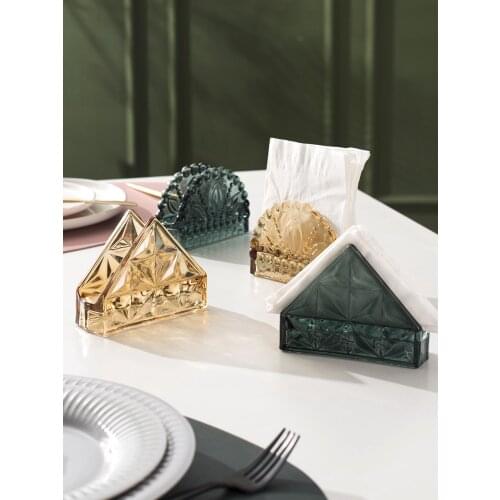 Retro glass tissue holder household goods restaurant napkin holder creative hotel cafe tissue holder storage rack
