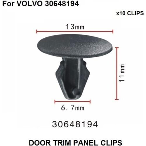 X10pcs For VOLVO OEM 11-16 S60 Rear Door-Mount Kit Clip 30648194 Black Nylon New