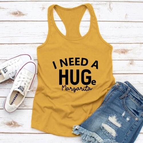 Vest I Need A Huge Margarita Tank Funny Women Summer Raceback Drinking Party Tops