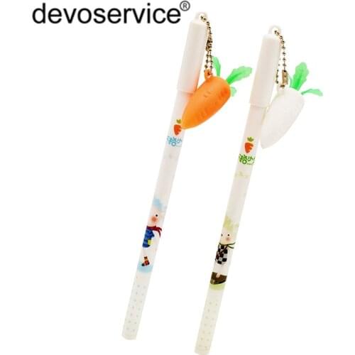 2 Pcs/Lot Creative Fresh Cute Radish Pendant Gel Pen 0.5mm Black RefillStudent Prizes Christmas Gifts School Office Supplies