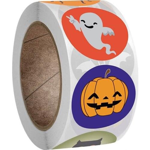 500PCS Round Halloween Cartoon Sticker Thank You Card Box Packaging Label Sealing Sticker Wedding Decoration Stationery Label