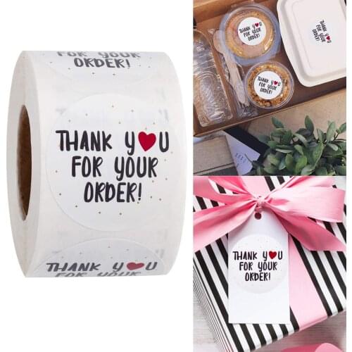 500pcs Round 2.5CM Thank You for Your Order Sticker Gift Box/bag Sealing Label DIY Decoration Stickers