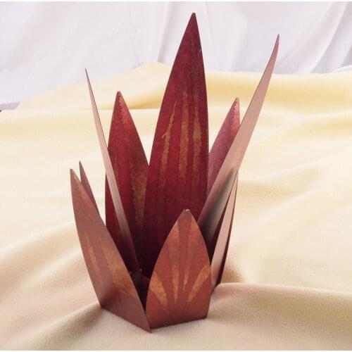9 Red Metal Leaves Rusty Style Art Tequila Agave Sculpture For Garden Yard Home Ornaments Accessory DIY