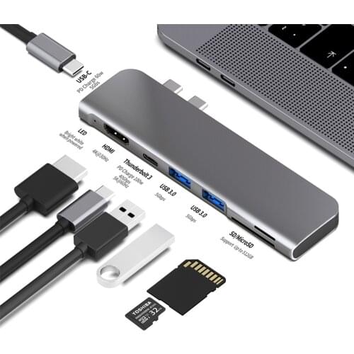 HDMI Adapter 4K USB 3.1 Type-C Hub To Thunderbolt 3 USB C Hub with Hub 3.0 TF SD Reader Slot