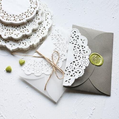 White Sealing Wax Stamp Accessories Creative Greeting Card Invitation Gift Decoration Lace Paper DIY Material Paper 100 Pcs